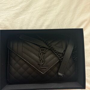 Yves Saint Laurent Black Chevron Crossbody Bag